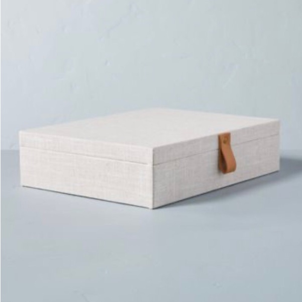 Fabric Storage Box with Faux Leather Accent Cream - Hearth & Hand™ with …